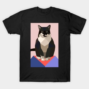 Black and White Geometric Cat T-Shirt